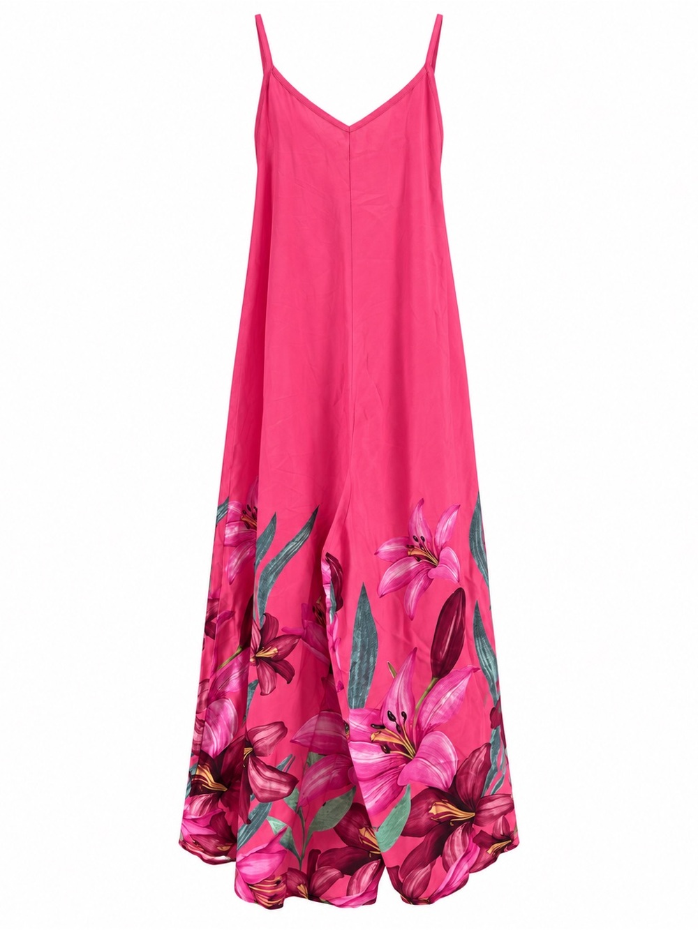 Sleeveless Hot Pink Floral Maxi Jumpsuit